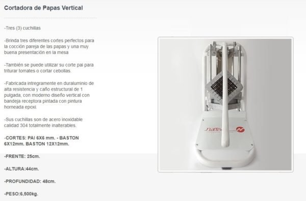 Cortadora de papa Vertical NATIVA c/ 3 cuchillas - Imagen 3
